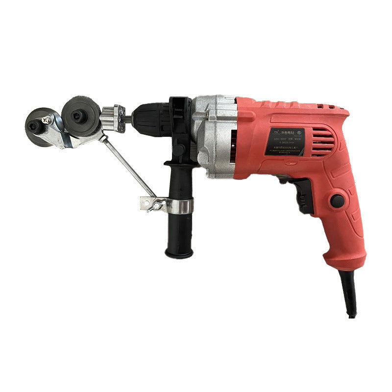 Protoolsy Metal Plate Cutter mounted on drill for efficient cuts