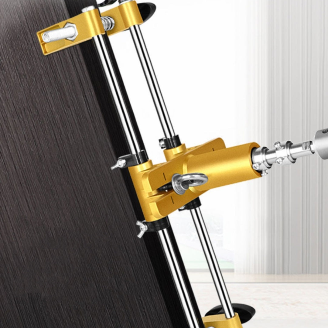 Wood Door Tapper in use, drilling holes for door locks