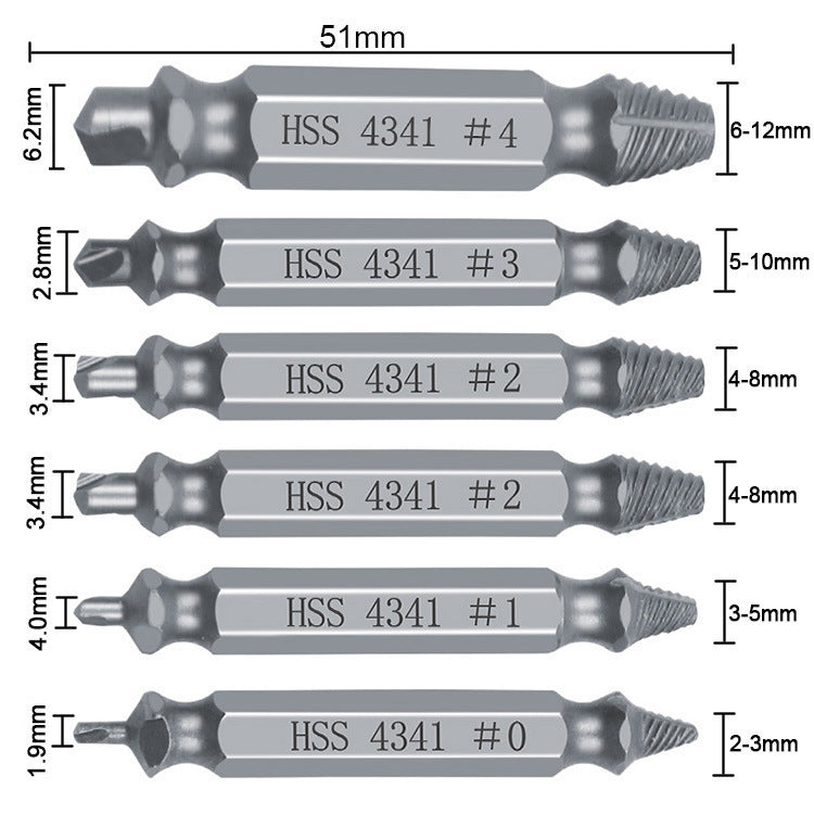Protoolsy Bolt Extractor Set, various sizes for damaged bolts