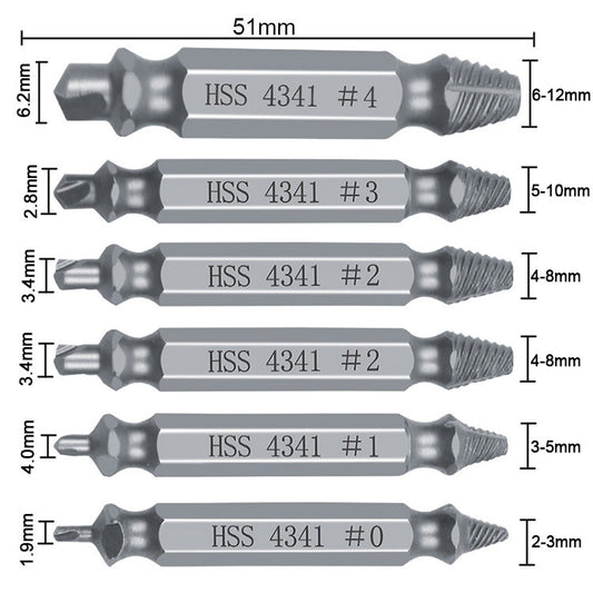 Protoolsy Bolt Extractor Set, various sizes for damaged bolts