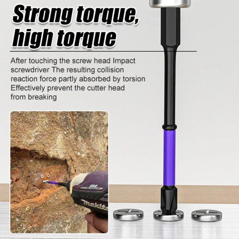 Screwdriver Bit Set in use, driving screws with impact resistance