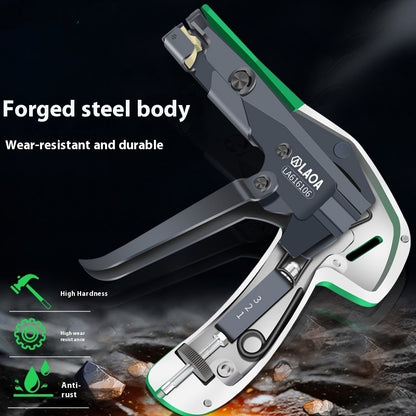 Close-up of Cable Tie Gun by Protoolsy, showing durable plastic design