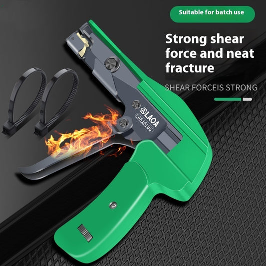 Protoolsy Cable Tie Gun tightening plastic ties for home cable organization