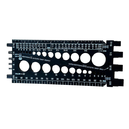 Screw Nut Measuring Scale on workbench, ready for fastener sizing