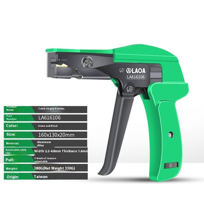Cable Tie Gun with ergonomic handle, organizing cables for neat setup