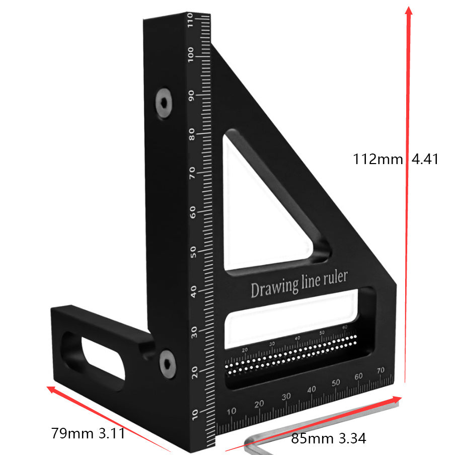 Aluminum Alloy Ruler Woodworking Angle Lineation Ruler