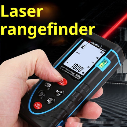 100m Laser Range Finder in use, measuring distance with precision